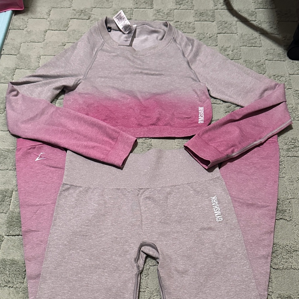 Gymshark Pink and Gray Gradient Activewear Set
